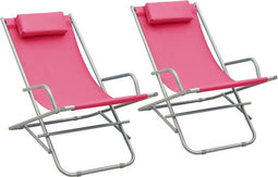 vidaXL - Klapstoelen - 2 - st - staal - roze