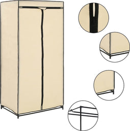vidaXL - Kledingkast - 75x50x160 - cm - crème