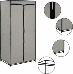 vidaXL - Kledingkast - 75x50x160 - cm - grijs