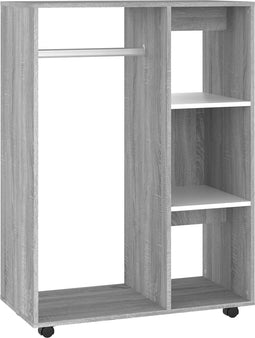 vidaXL - Kledingkast - 80x40x110 - cm - bewerkt - hout - grijs - sonoma - eikenkleurig