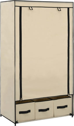 vidaXL - Kledingkast - 87x49x159 - cm - stof - crème