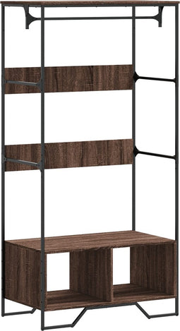 vidaXL - Kledingkast - 90x50x180 - cm - bewerkt - hout - bruin - eikenkleurig