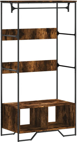 vidaXL - Kledingkast - 90x50x180 - cm - bewerkt - hout - gerookt - eikenkleurig