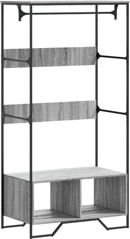 vidaXL - Kledingkast - 90x50x180 - cm - bewerkt - hout - grijs - sonoma - eikenkleurig