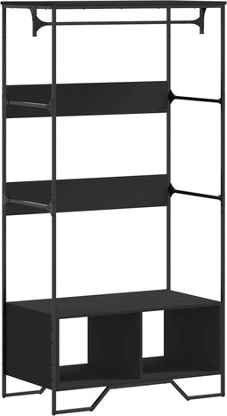 vidaXL - Kledingkast - 90x50x180 - cm - bewerkt - hout - zwart