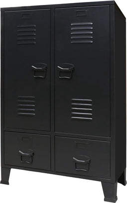 vidaXL - Kledingkast - industriële - stijl - 67x35x107 - cm - metaal - zwart