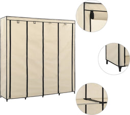 vidaXL - Kledingkast - met - 4 - vakken - 175x45x170 - cm - crème