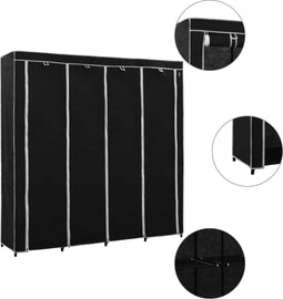 vidaXL - Kledingkast - met - 4 - vakken - 175x45x170 - cm - zwart