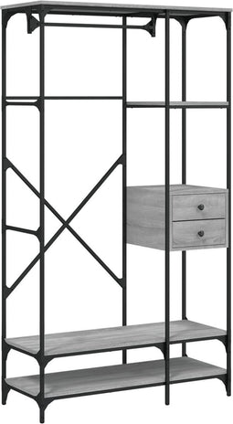 vidaXL - Kledingkast - met - lades - 100x40x180 - cm - bewerkt - hout - grijs - sonoma