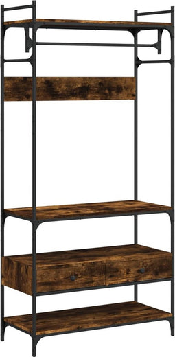 vidaXL - Kledingkast - met - lades - 89x39x184,5 - cm - bewerkt - hout - gerookt - eiken