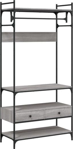 vidaXL - Kledingkast - met - lades - 89x39x184,5 - cm - bewerkt - hout - grijs - sonoma