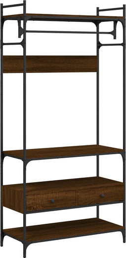 vidaXL - Kledingkast - met - lades - 89x39x184,5 - cm - bewerkt - hout - bruineiken
