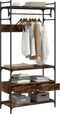 vidaXL - Kledingkast - met - lades - 89x39x184,5 - cm - bewerkt - hout - gerookt - eiken
