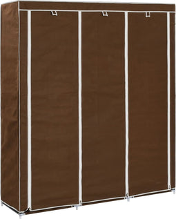 vidaXL - Kledingkast - met - vakken - en - stangen - 150x45x175 - cm - stof - bruin