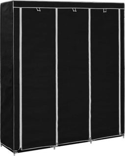 vidaXL - Kledingkast - met - vakken - en - stangen - 150x45x175 - cm - stof - zwart