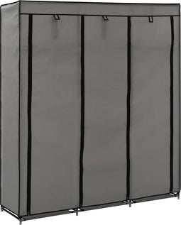 vidaXL - Kledingkast - met - vakken - en - stangen - 150x45x175 - cm - stof - grijs
