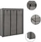 vidaXL - Kledingkast - met - vakken - en - stangen - 150x45x175 - cm - stof - grijs