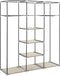 vidaXL - Kledingkast - met - vakken - en - stangen - 150x45x175 - cm - stof - crème