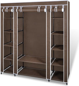 vidaXL - Kledingkast - met - vakken - en - stangen - 45x150x176 - cm - stof - bruin