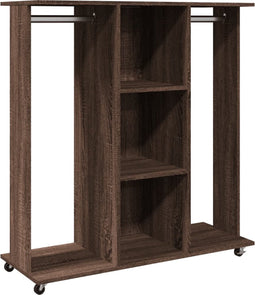 vidaXL - Kledingkast - met - wielen - 102x38x110 - cm - bewerkt - hout - bruin - eiken