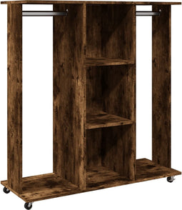 vidaXL - Kledingkast - met - wielen - 102x38x110 - cm - bewerkt - hout - gerookt - eiken