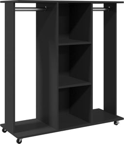 vidaXL - Kledingkast - met - wielen - 102x38x110 - cm - bewerkt - hout - zwart