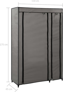 vidaXL - Kledingkast - opvouwbaar - 110x45x175 - cm - stof - grijs