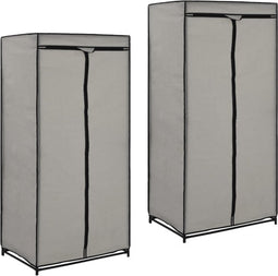 vidaXL - Kledingkasten - 2 - st - 75x50x160 - cm - grijs