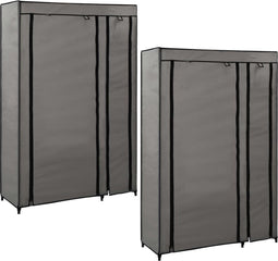 vidaXL - Kledingkasten - opvouwbaar - 2 - st - 110x45x175 - cm - stof - grijs