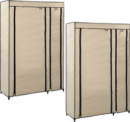 vidaXL - Kledingkasten - opvouwbaar - 2 - st - 110x45x175 - cm - stof - crème