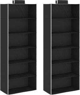 vidaXL - Kledingorganisers - hangend - 2 - st - met - 6 - schappen - stof