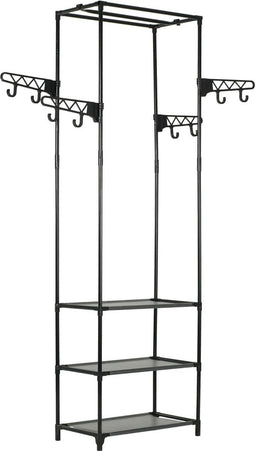 vidaXL - Kledingrek - 55x28,5x175 - cm - staal - en - ongeweven - stof - zwart