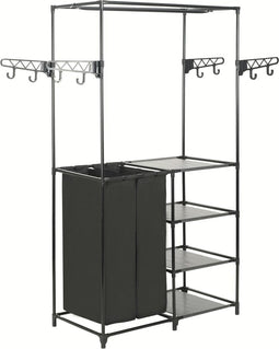 vidaXL - Kledingrek - 87x44x158 - cm - staal - en - ongeweven - stof - zwart