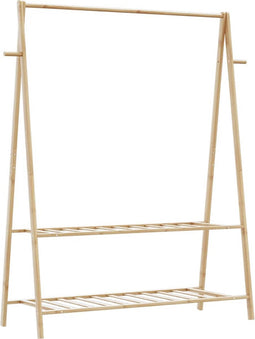 vidaXL - Kledingrek - met - schappen - 132x45,5x150,5 - cm - bamboe
