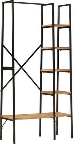 vidaXL - Kledingrek - met - schappen - 90x40x190 - cm - massief - mangohout - en - ijzer