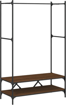 vidaXL - Kledingrek - met - schappen - bewerkt - hout - bruin - eikenkleur