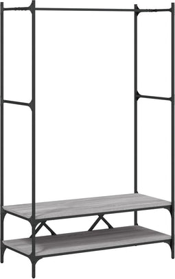 vidaXL - Kledingrek - met - schappen - bewerkt - hout - grijs - sonoma - eikenkleurig