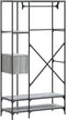 vidaXL - Kledingrek - met - schappen - bewerkt - hout - grijs - sonoma - eikenkleurig