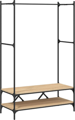 vidaXL - Kledingrek - met - schappen - bewerkt - hout - sonoma - eikenkleurig