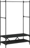 vidaXL - Kledingrek - met - schappen - bewerkt - hout - zwart