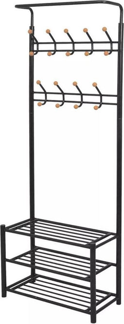 vidaXL - Kledingrek - met - schoenenopberger - 68x32x182,5 - cm - zwart