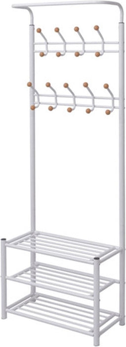 vidaXL - Kledingrek - met - schoenenopberger - 68x32x182,5 - cm - wit
