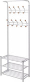 vidaXL - Kledingrek - met - schoenenopberger - 68x32x182,5 - cm - wit