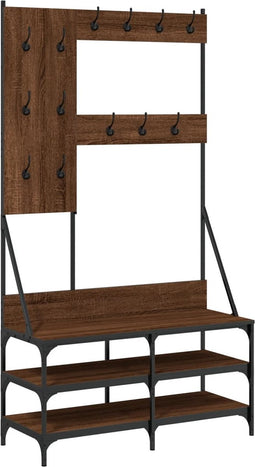 vidaXL - Kledingrek - met - schoenenrek - 100x40x184 - cm - bruin - eikenkleur