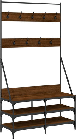 vidaXL - Kledingrek - met - schoenenrek - 100x40x184 - cm - bruin - eikenkleur