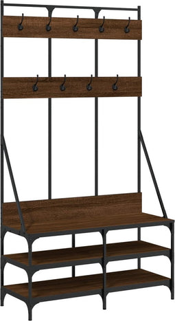 vidaXL - Kledingrek - met - schoenenrek - 100x40x184 - cm - bruin - eikenkleur