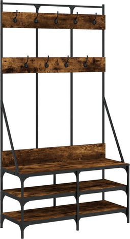 vidaXL - Kledingrek - met - schoenenrek - 100x40x184 - cm - gerookt - eikenkleurig