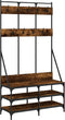 vidaXL - Kledingrek - met - schoenenrek - 100x40x184 - cm - gerookt - eikenkleurig