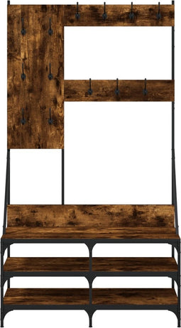 vidaXL - Kledingrek - met - schoenenrek - 100x40x184 - cm - gerookt - eikenkleurig