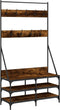 vidaXL - Kledingrek - met - schoenenrek - 100x40x184 - cm - gerookt - eikenkleurig